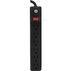 GE 6 Outlet Power Strip, 6 Foot Cord, Black