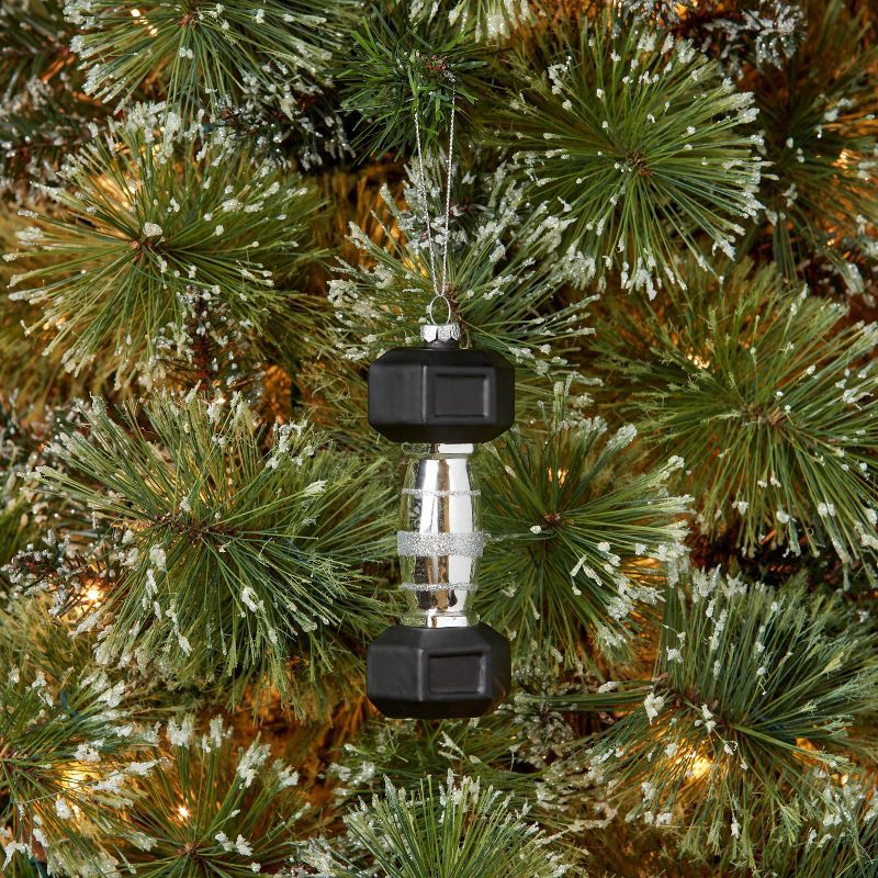 slide 2 of 3, 5.5" Dumbbell Glass Christmas Tree Ornament - Wondershop™, 1 ct