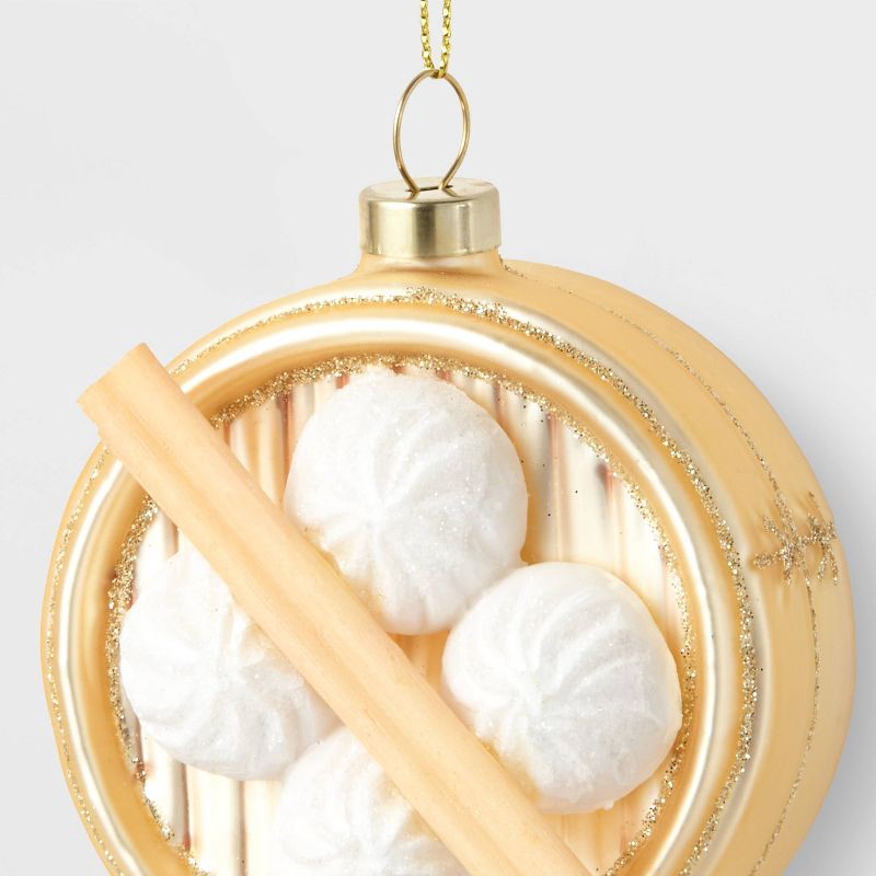 slide 3 of 3, 4" Glass Steamed Buns Christmas Tree Ornament - Wondershop™, 1 ct