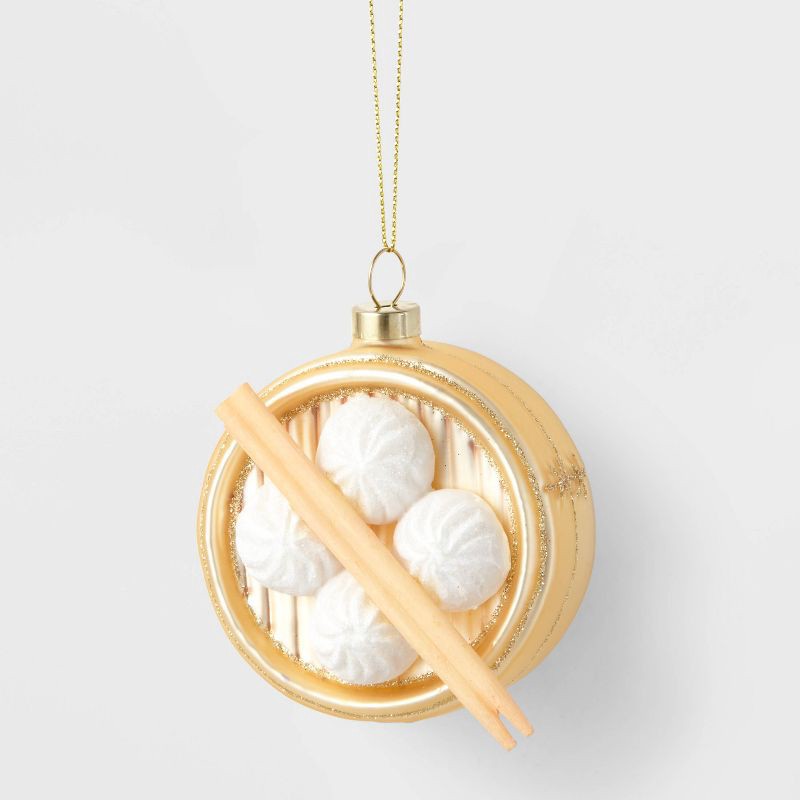 slide 1 of 3, 4" Glass Steamed Buns Christmas Tree Ornament - Wondershop™, 1 ct