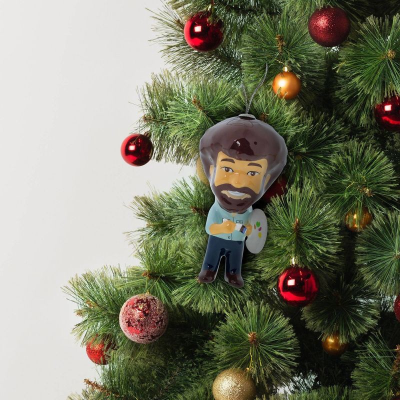 slide 3 of 3, Bob Ross Decoupage Christmas Tree Ornament: Durable, Lightweight, Indoor Holiday Decor: Durable, Lightweight, Indoor Holiday Decor, 1 ct