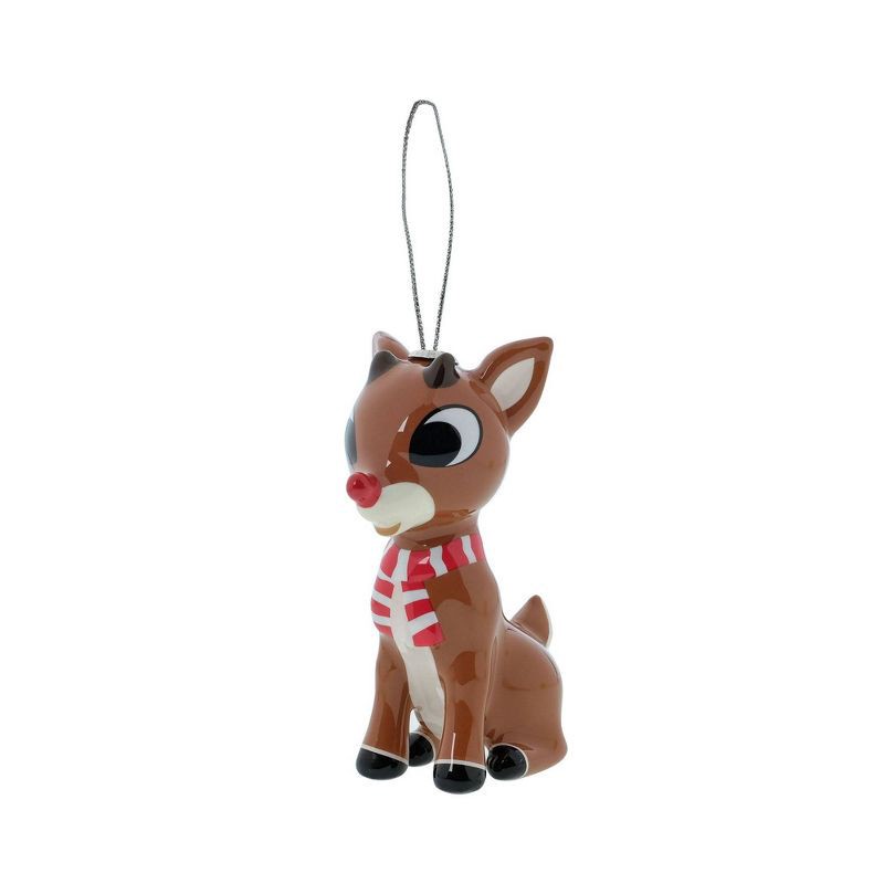 slide 1 of 3, Rudolph the Red-Nosed Reindeer Decoupage Christmas Tree Ornament: Durable, Lightweight Decoration, 1 ct