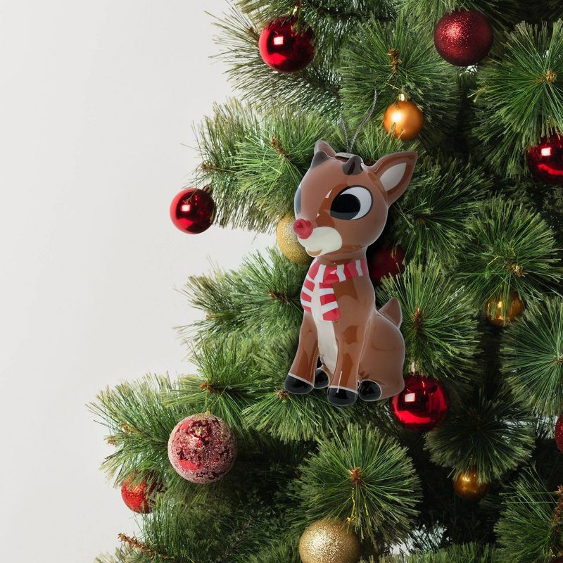 slide 3 of 3, Rudolph the Red-Nosed Reindeer Decoupage Christmas Tree Ornament: Durable, Lightweight Decoration, 1 ct