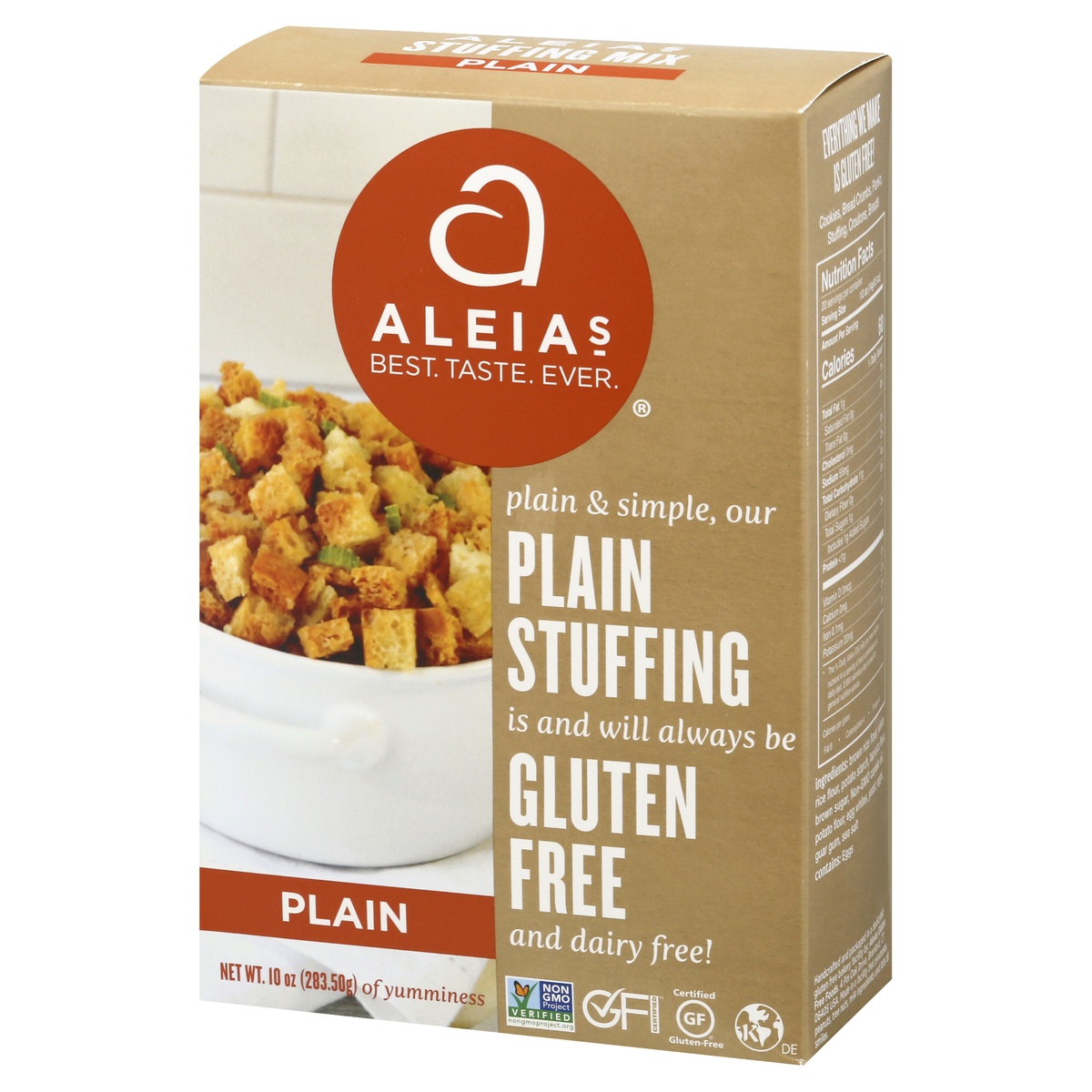 slide 10 of 10, Aleia's Gluten Free Plain Stuffing Mix, 10 oz