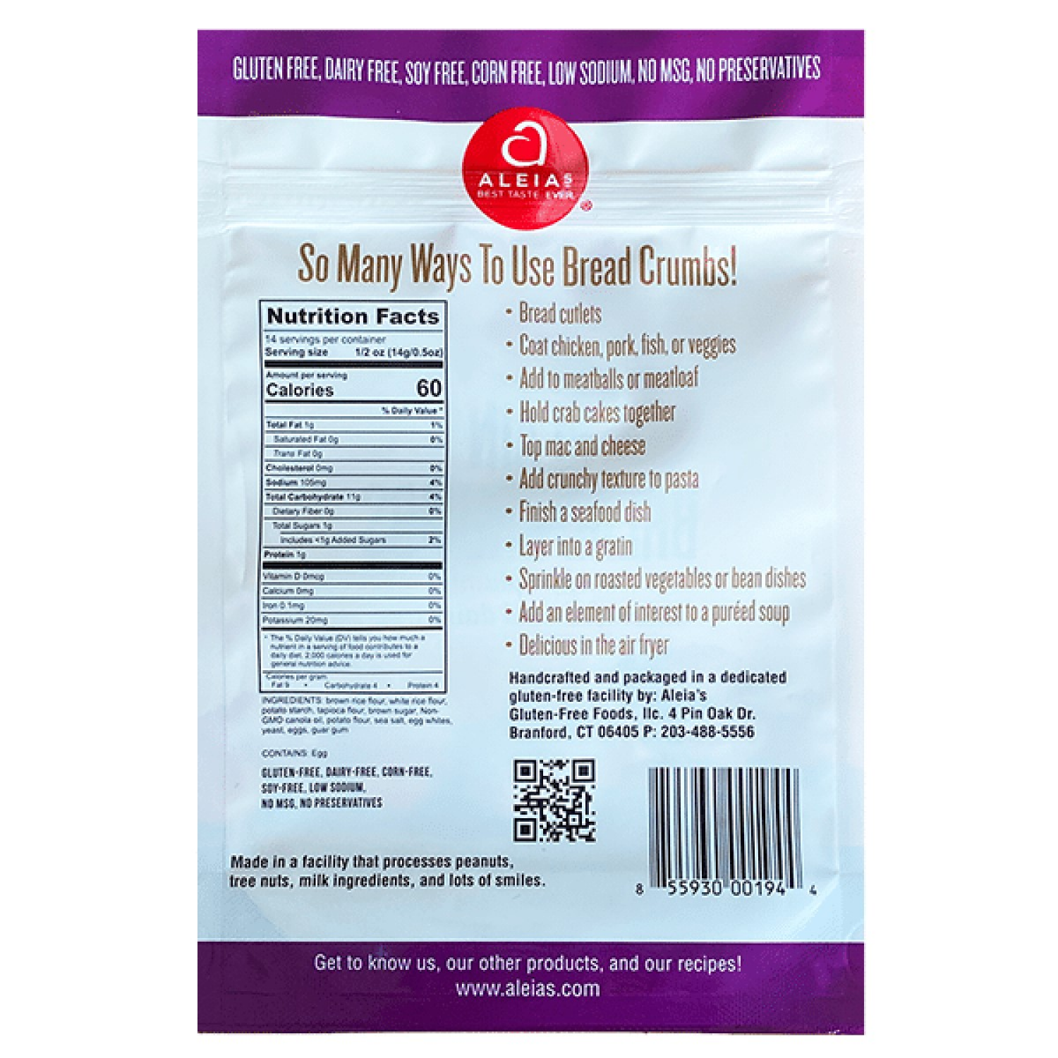 slide 2 of 2, Aleia's Gluten Free Vegan Plain Bread Crumbs - 7 Oz, 7 oz