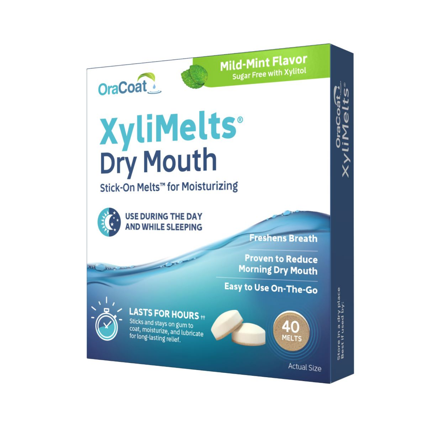 slide 3 of 4, OraCoat XyliMelts Dry Mouth Mild-Mint Flavor Stick-On Melts 40 ea, 40 ct