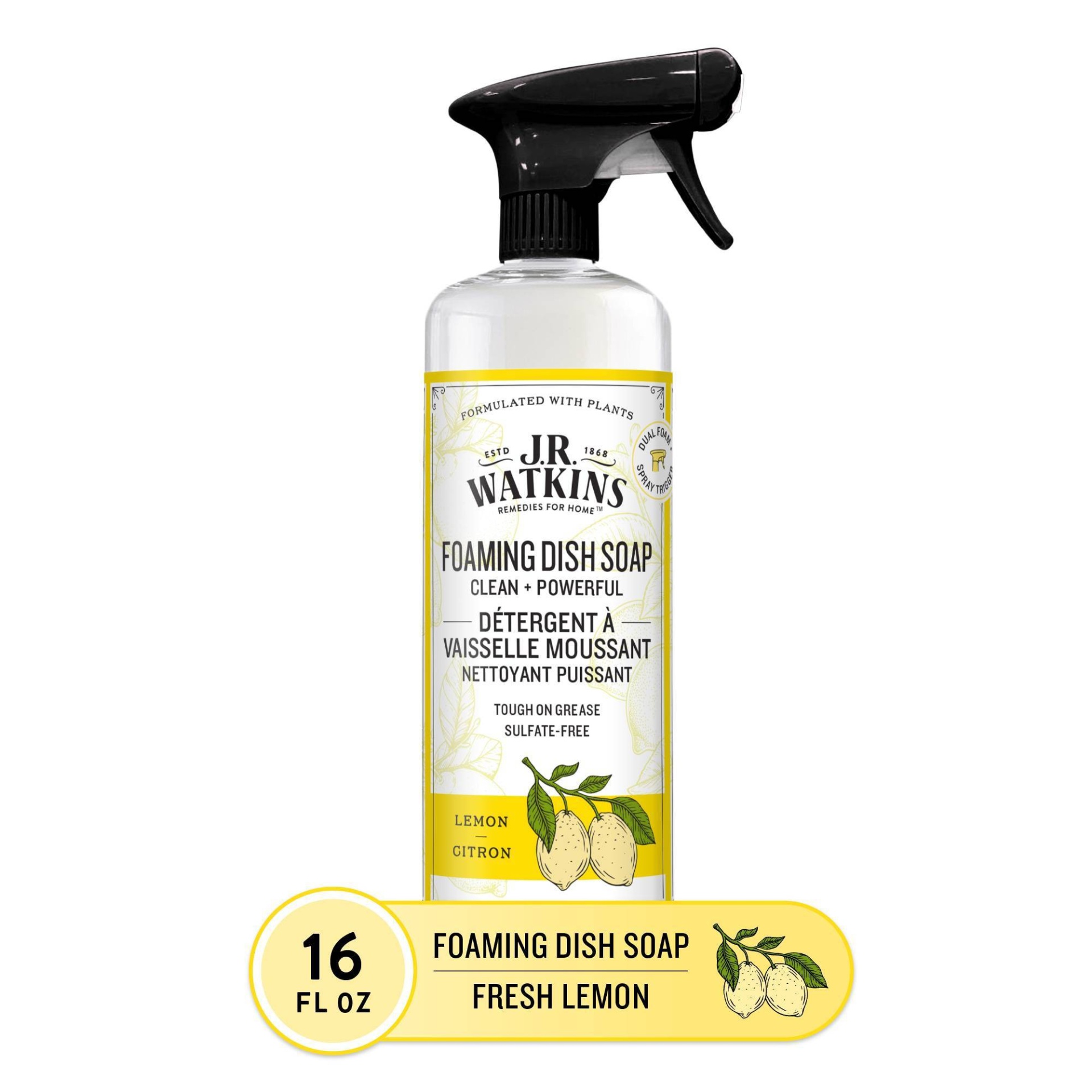 slide 1 of 4, J.R. Watkins Trigger Spray Foaming Dish Soap - Lemon - 16oz, 16 oz