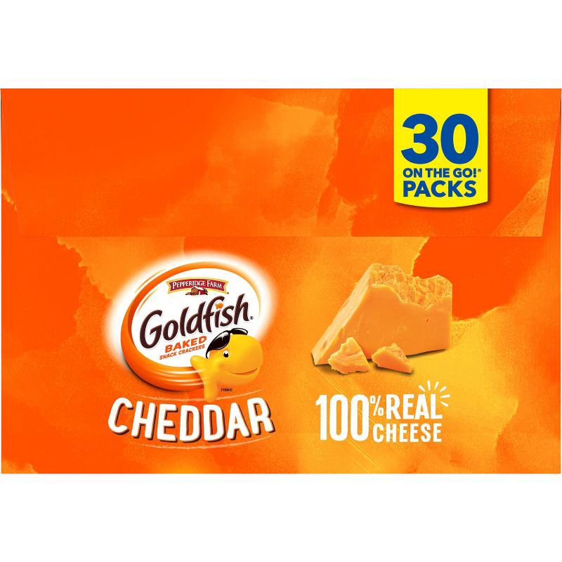 slide 15 of 16, Goldfish Cheddar Crackers Snack Pack MultiPack Box - 30oz/30ct, 30 oz, 30 ct