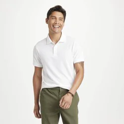 Men's Every Wear Polo Shirt - Goodfellow & Co™ True White M: Cotton Blend, Midweight, Standard Fit, Machine Washable