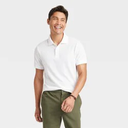 Men's Every Wear Polo Shirt - Goodfellow & Co™ True White L: Midweight, Standard Fit