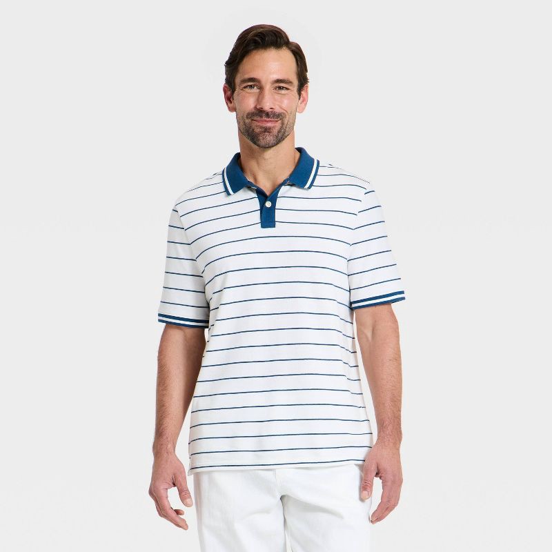 slide 1 of 3, Men's Every Wear Polo Shirt - Goodfellow & Co™ True White XL: Midweight, Standard Fit, 1 ct