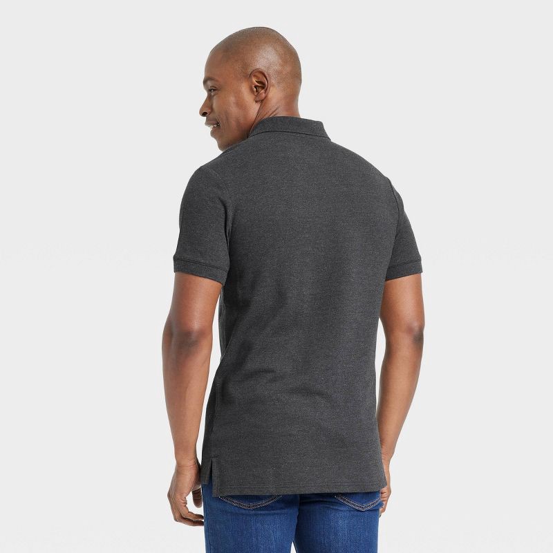 slide 2 of 3, Men's Every Wear Polo Shirt - Goodfellow & Co™ Railroad Gray M: Cotton Blend, Midweight, Standard Fit, Short Sleeve, 1 ct