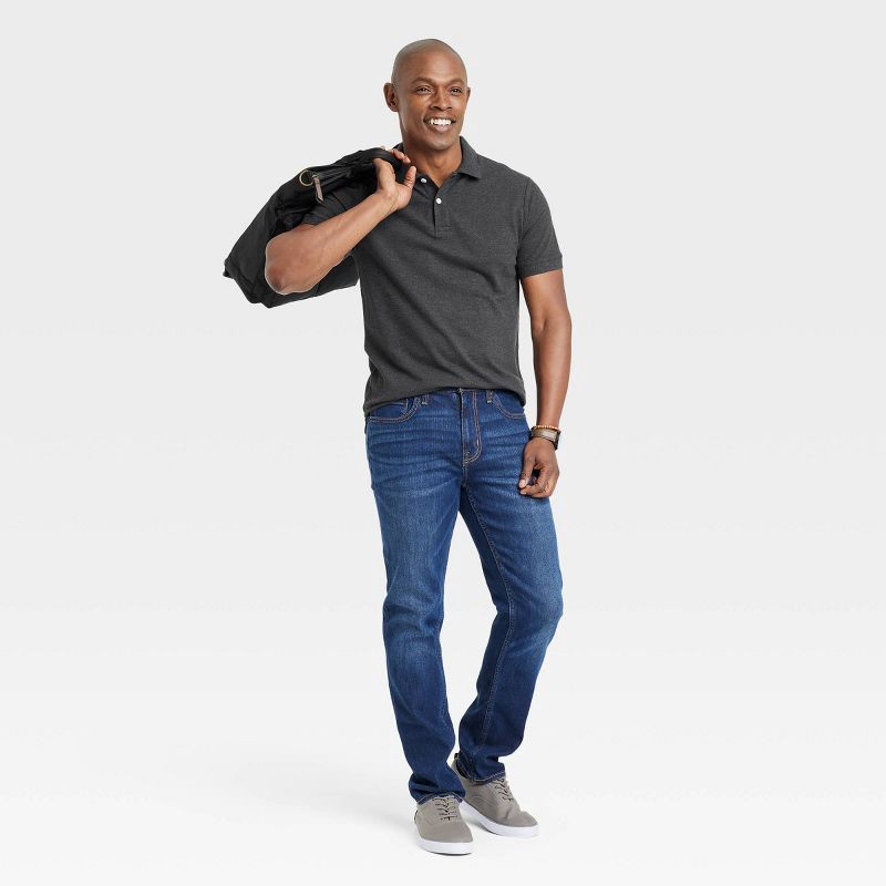 slide 3 of 3, Men's Every Wear Polo Shirt - Goodfellow & Co™ Railroad Gray L: Midweight, Standard Fit, 1 ct