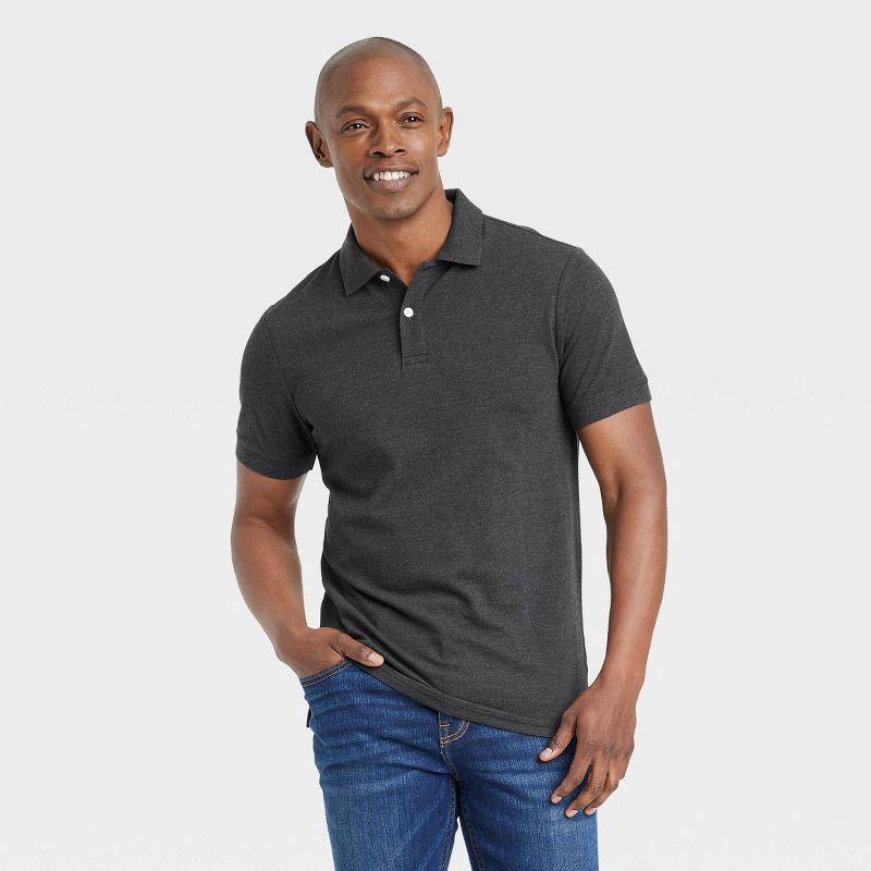 slide 1 of 3, Men's Every Wear Polo Shirt - Goodfellow & Co™ Railroad Gray X L: Midweight, Standard Fit, 1 ct