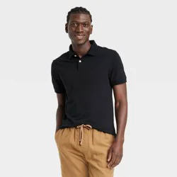 Men's Every Wear Polo Shirt - Goodfellow & Co™ Black S: Cotton Blend, Recycled Polyester, Spandex, Midweight, Machine Washable
