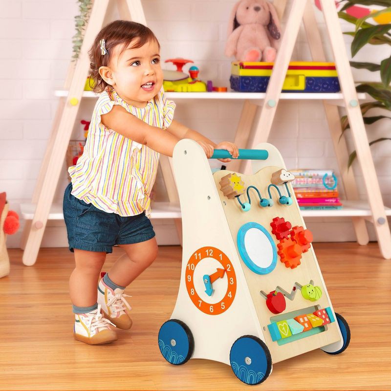 slide 2 of 6, B. toys Wooden Activity Walker - Little Learning Steps, 1 ct
