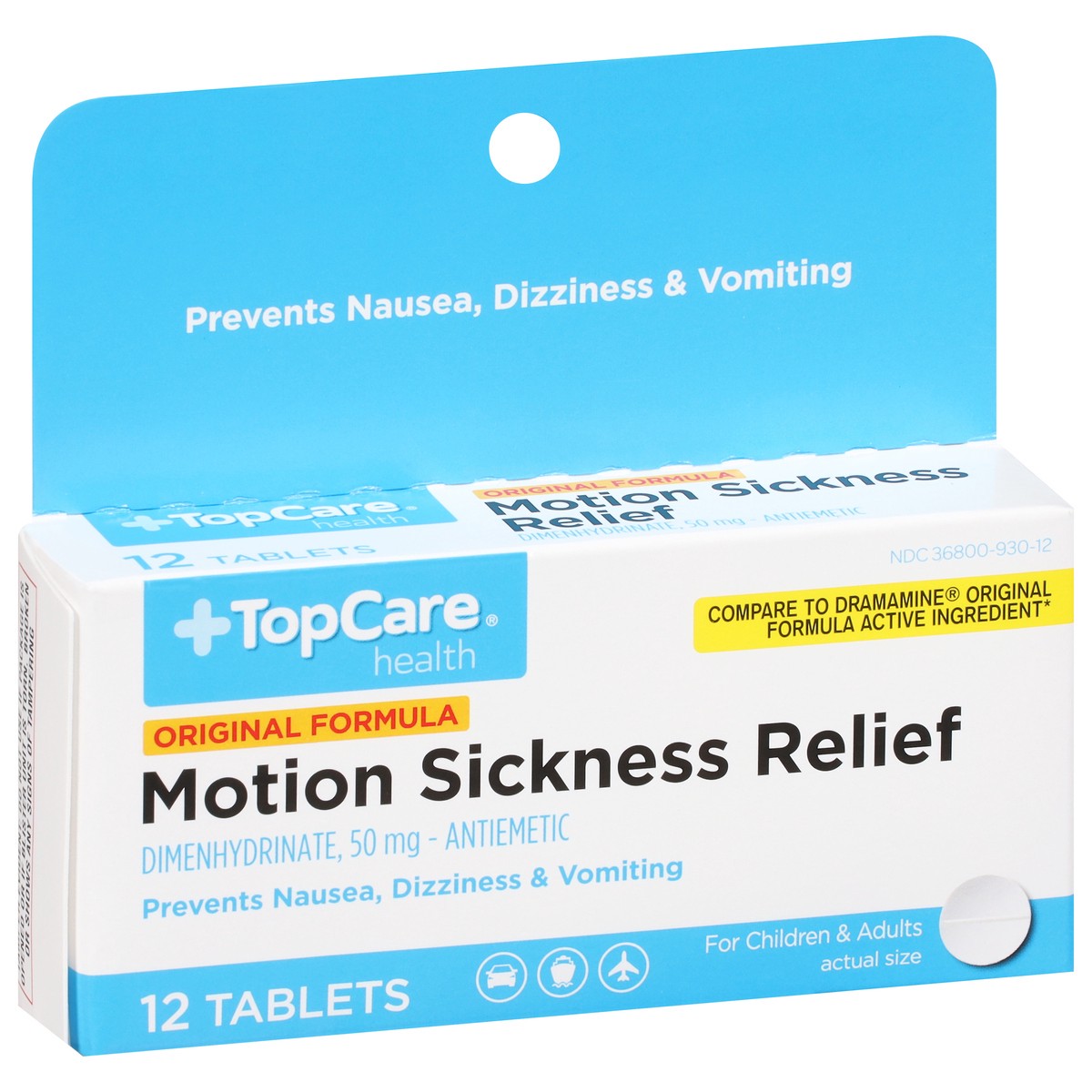 slide 2 of 9, TopCare Motion Sickness Tablets, 12 ct