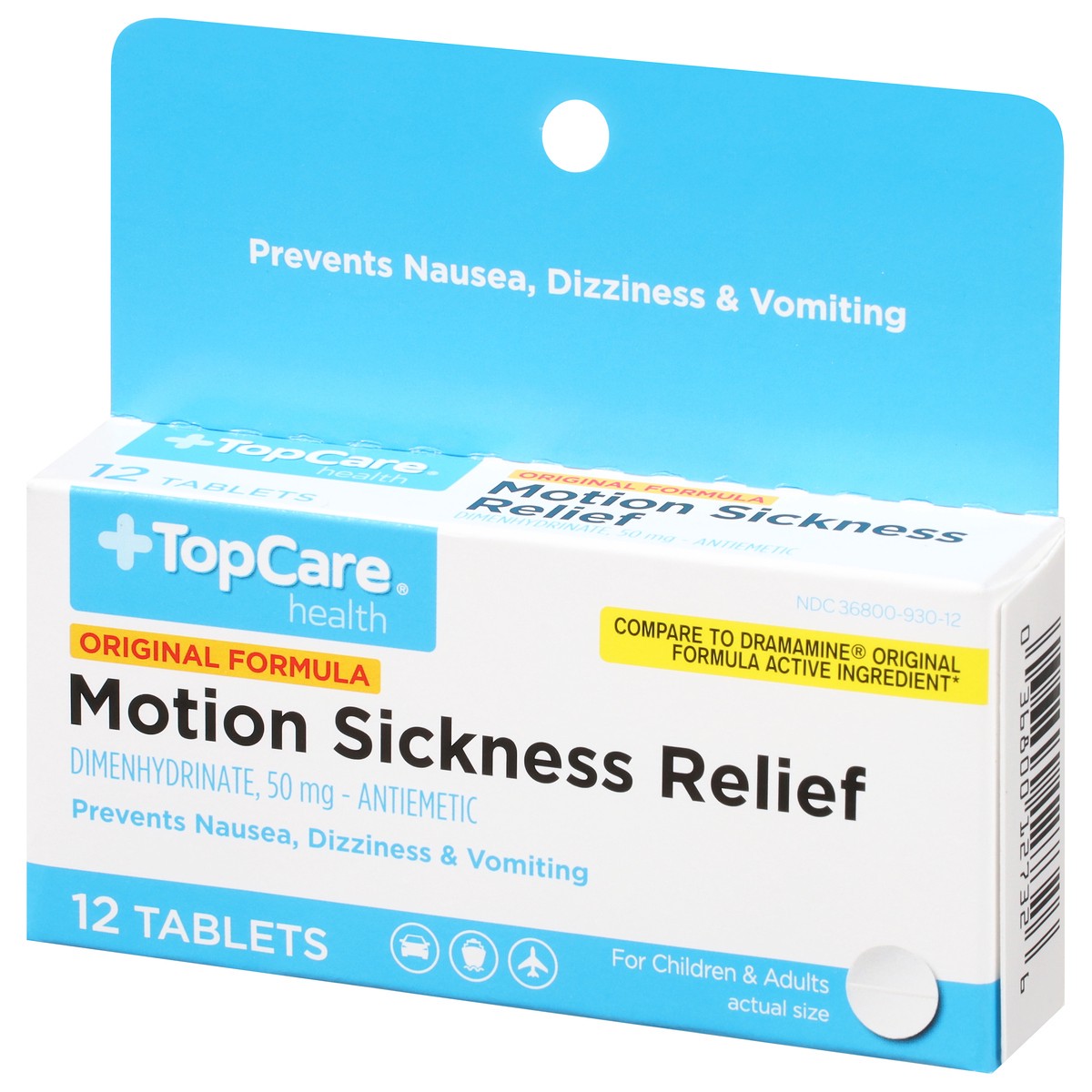 slide 3 of 9, TopCare Motion Sickness Tablets, 12 ct