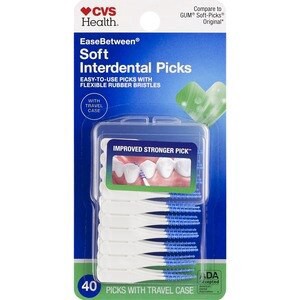 slide 1 of 1, CVS Health Easebetween Soft Interdental Picks, 40 Ct, 1 ct