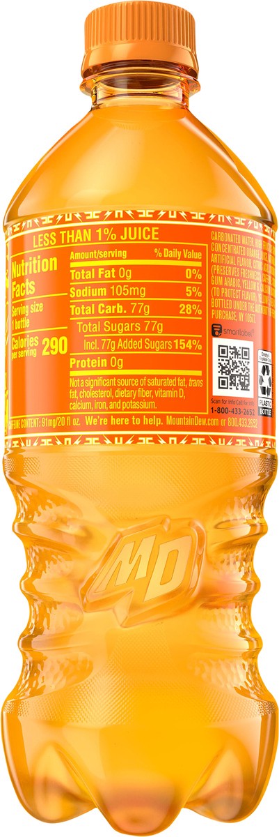 slide 4 of 4, Mountain Dew Live Wire DEW Soda Sparked With Artificial Orange Flavor 20 Fl Oz, 20 fl oz