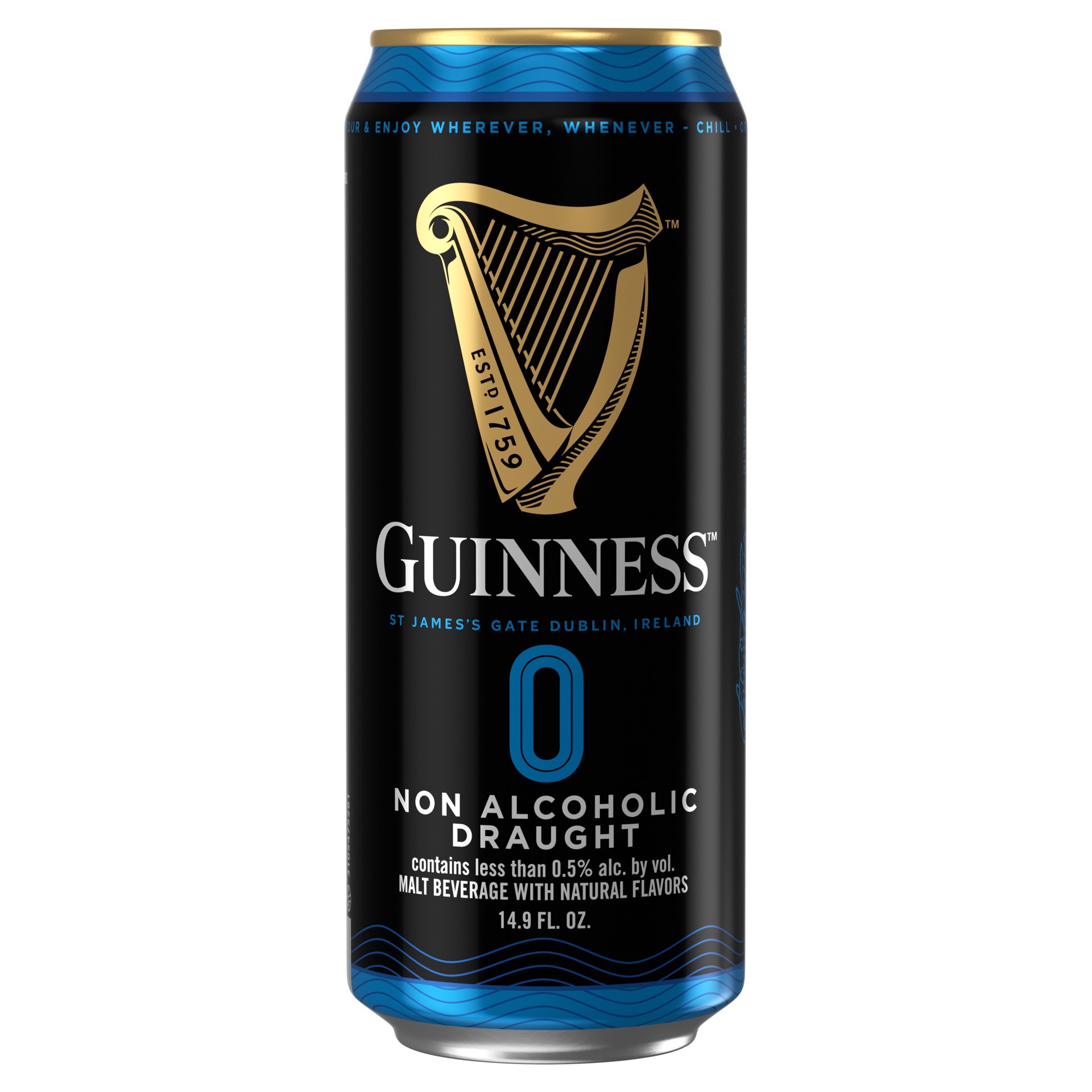 slide 5 of 10, Guinness 0 Non Alcoholic Draught, 14.9oz Cans, 4pk, 14.90 fl oz