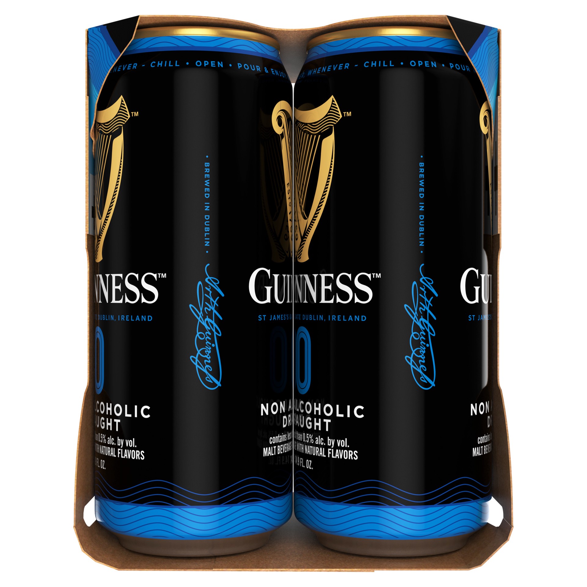 slide 4 of 10, Guinness 0 Non Alcoholic Draught, 14.9oz Cans, 4pk, 14.90 fl oz