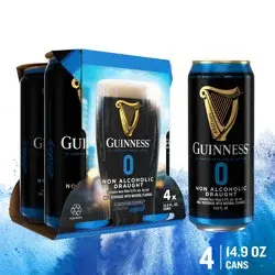 Guinness 0 Non Alcoholic Draught, 14.9oz Cans, 4pk