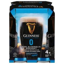 Guinness 0 Draught Non-Alcoholic Import Beer, 4 Pack 14.9 fl oz Cans