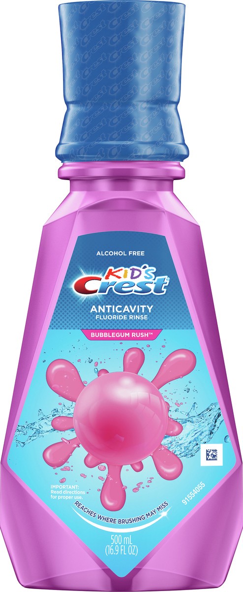 slide 3 of 3, Kid's Crest Crest Kid's Anticavity Fluoride Rinse, Bubblegum Rush, 16.9 fl oz, 16.9 fl oz