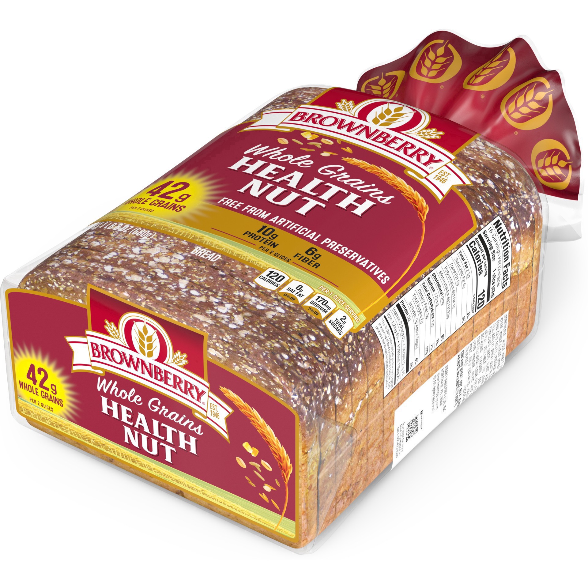 slide 48 of 54, Brownberry Whole Grains Health Nut Bread, 24 oz, 1 ct