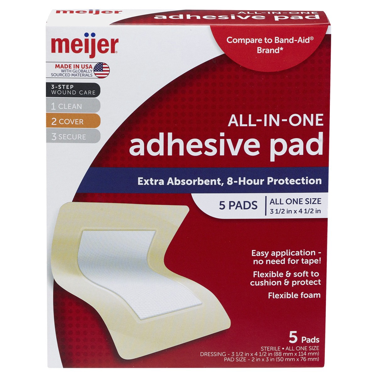 slide 1 of 5, Meijer All-in-One Adhesive Pad, 5 ct