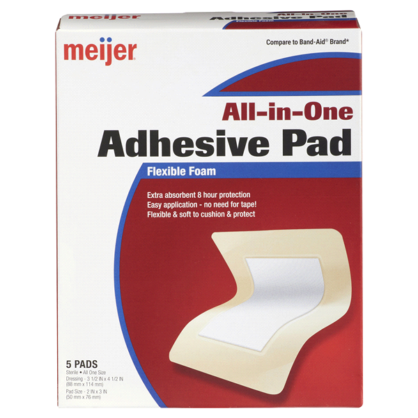 slide 1 of 5, Meijer All-in-One Adhesive Pad, 5 ct