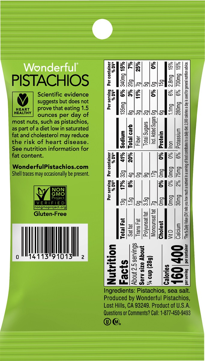 slide 2 of 3, Wonderful Pistachios, No Shells Roasted & Salted Nuts, 2.5 Ounce Bag, 2.5 oz