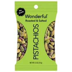 Wonderful Pistachios, No Shells Roasted & Salted Nuts, 2.5 Ounce Bag