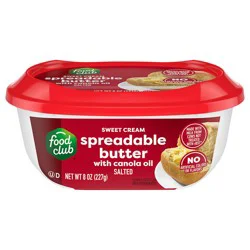 Food Club Sweet Cream Salted Spreadable Butter with Canola Oil 8 oz