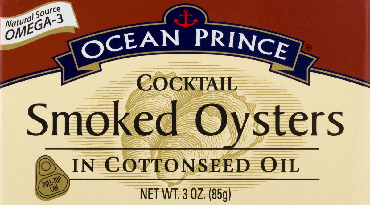 slide 1 of 11, Ocean Prince Cocktail in Cottonseed Oil Smoked Oysters 3 oz, 3 oz