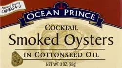 Ocean Prince Cocktail in Cottonseed Oil Smoked Oysters 3 oz
