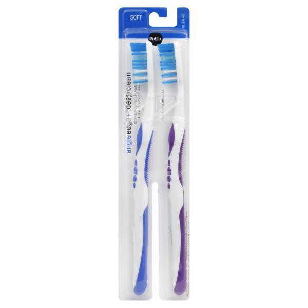 slide 1 of 1, Publix Toothbrushes, Regular, Soft, 2 ct