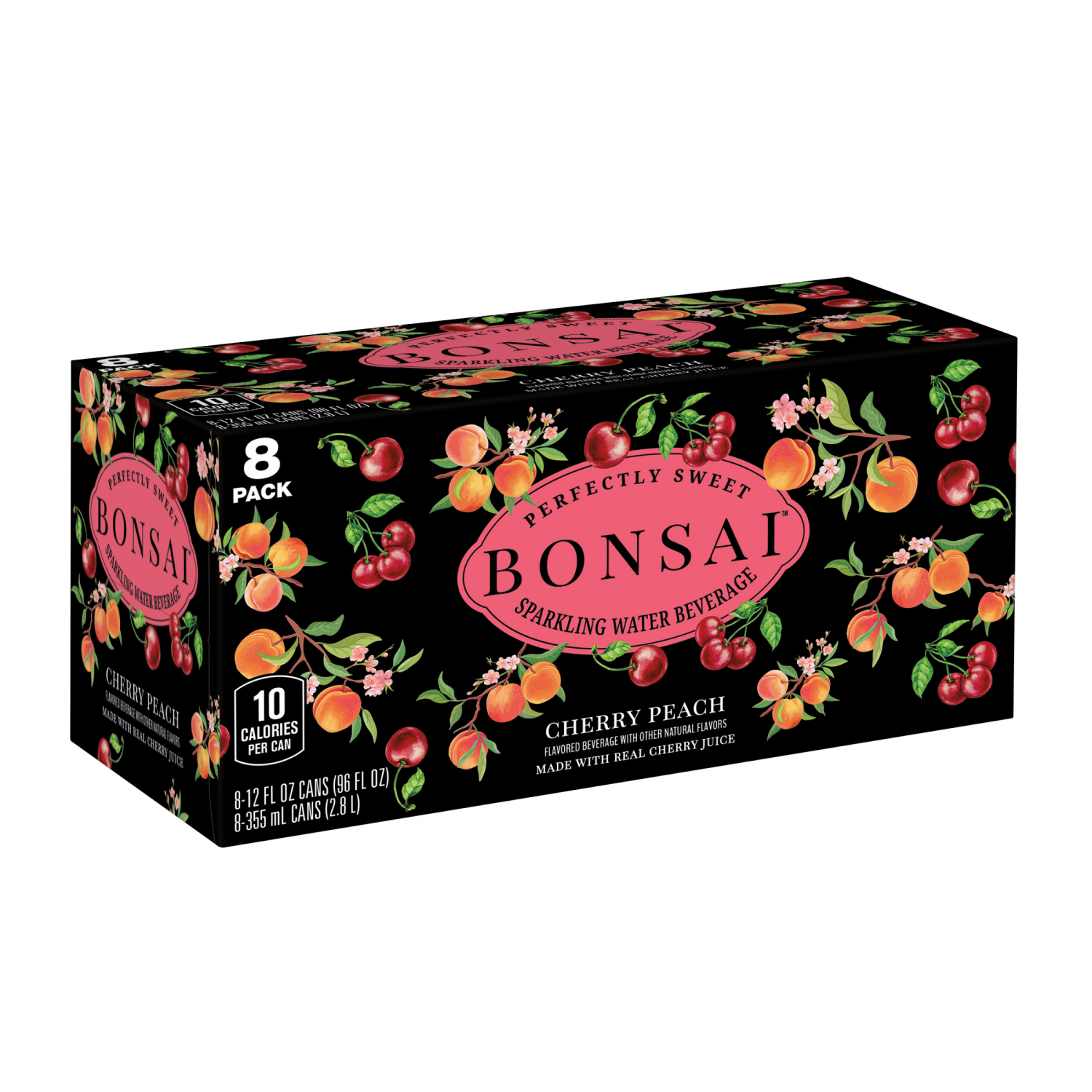 slide 2 of 5, Bonsai Cherry Peach Sweetened Sparkling Water Cans- 12 fl oz, 8 ct; 12 fl oz