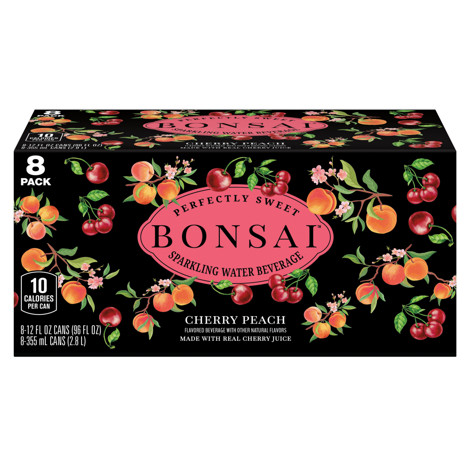 slide 4 of 5, Bonsai Cherry Peach Sweetened Sparkling Water Cans- 12 fl oz, 8 ct; 12 fl oz