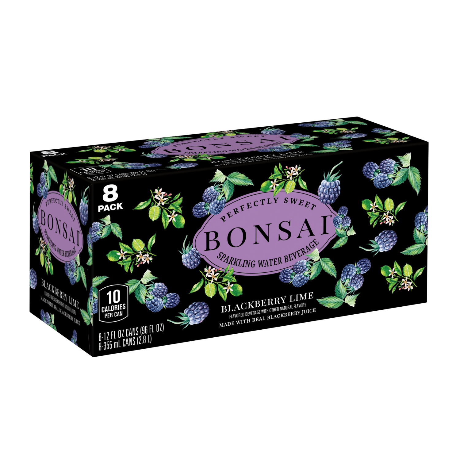 slide 2 of 5, Bonsai Blackberry Lime Sweetened Sparkling Water, 12 fl oz cans, 8 pack, 8 ct; 12 fl oz