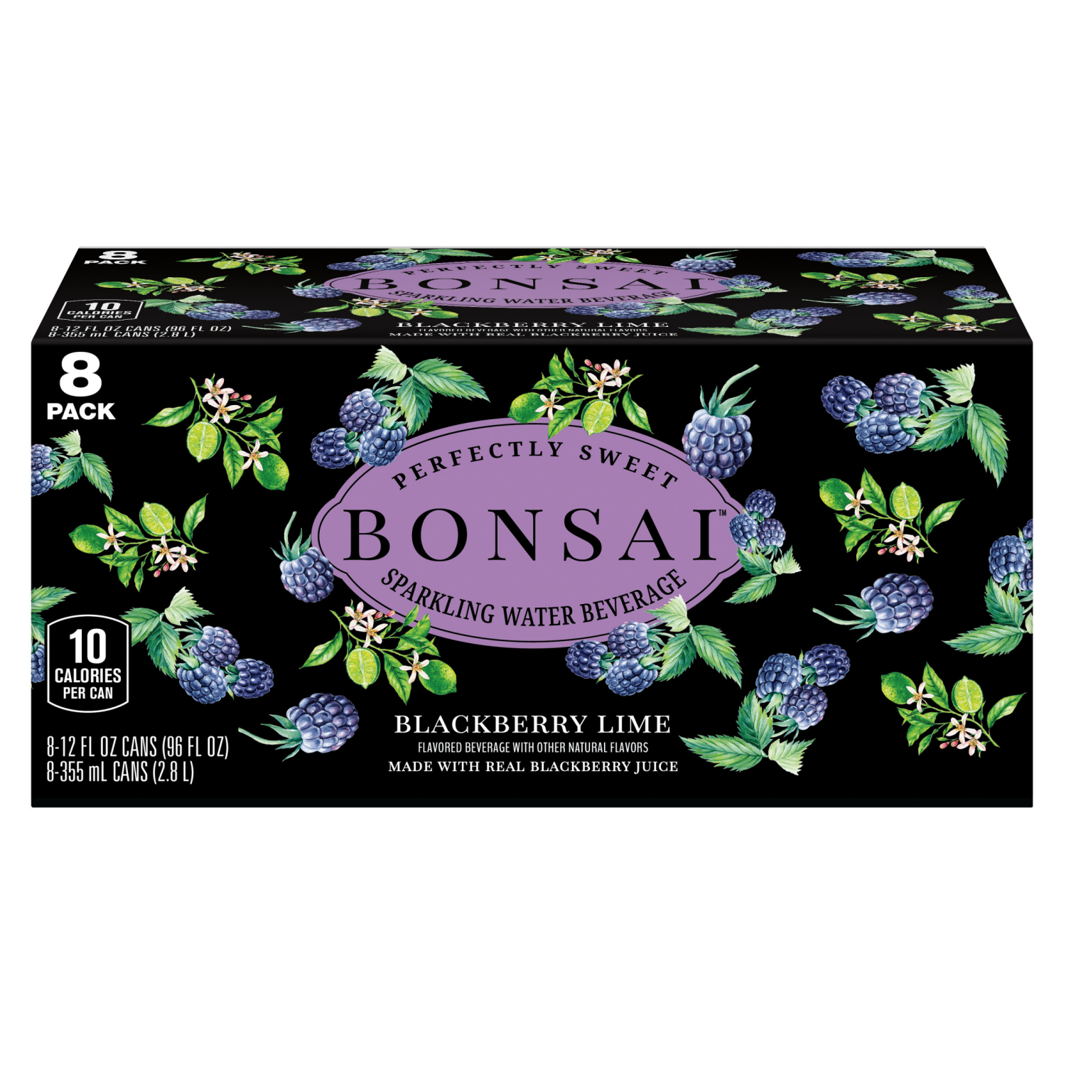 slide 4 of 5, Bonsai Blackberry Lime Sweetened Sparkling Water, 12 fl oz cans, 8 pack, 8 ct; 12 fl oz