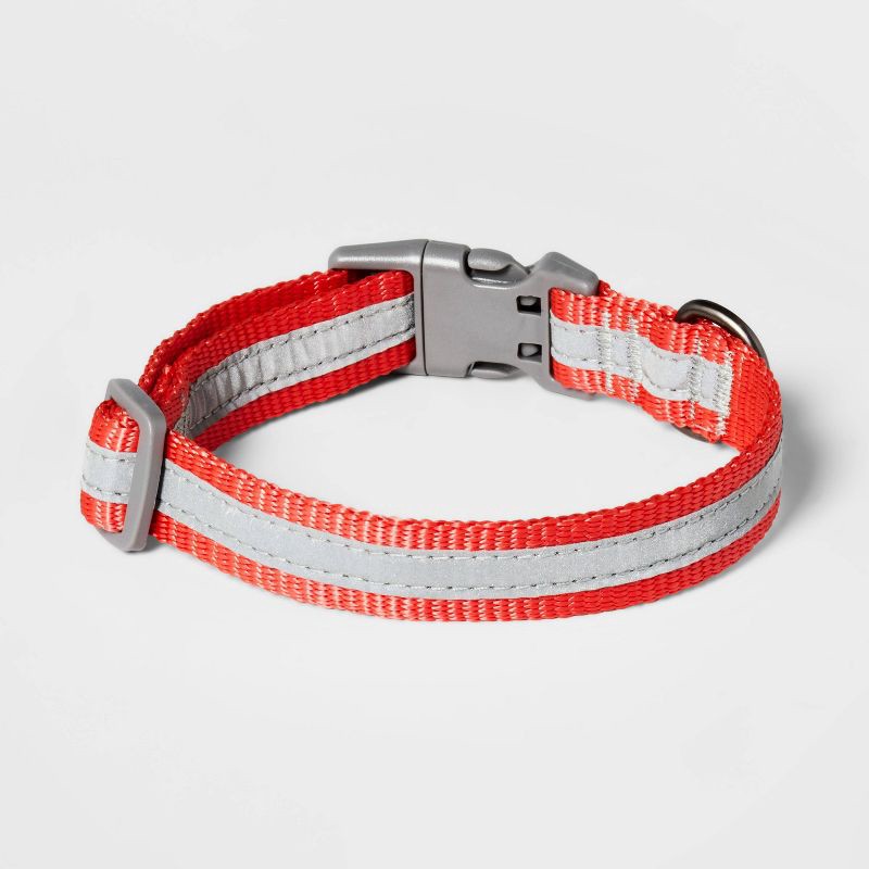 slide 2 of 4, Reflective Dog Adjustable Collar - S - Tomato Red - Boots & Barkley™, 1 ct