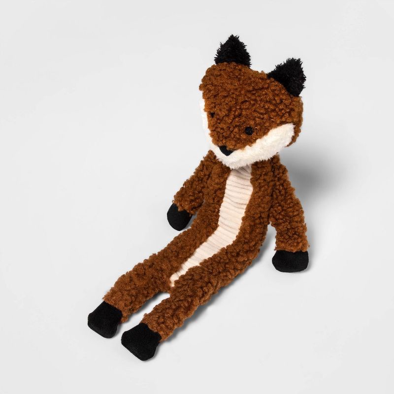 slide 3 of 4, Skinny Crinkle Fox Plush Dog Toy - M - Boots & Barkley™, 1 ct