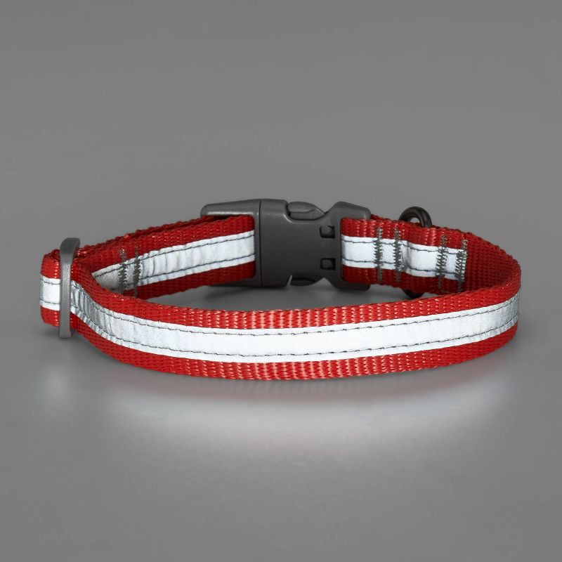 slide 4 of 4, Reflective Dog Adjustable Collar - L - Tomato Red - Boots & Barkley™, 1 ct