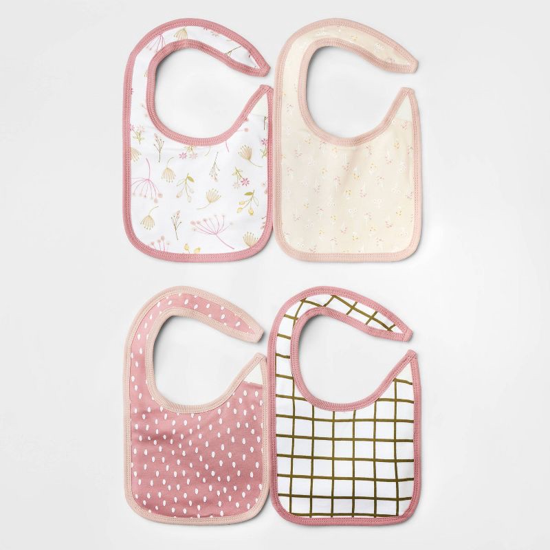 slide 1 of 1, Baby Girls' 4pk Prairie Floral Bib - Cloud Island Pink, 4 ct