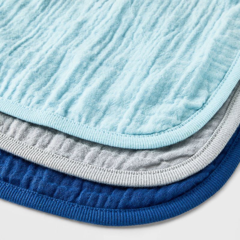 slide 2 of 2, Baby 3pk Basic Muslin Burp Cloth - Cloud Island™ Blue: Cotton, Newborn and Up, 19.5" x 8.25", Pack of 3, 3 ct