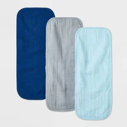 Baby 3pk Basic Muslin Burp Cloth - Cloud Island™ Blue: Cotton, Newborn and Up, 19.5" x 8.25", Pack of 3