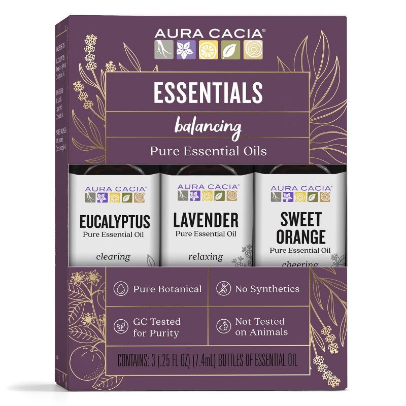 slide 1 of 16, 3pk Multi Essential Oil Set - Aura Cacia: Pure Aromatherapy, Sweet Orange Scent, Member Owned Co-op, 3 ct