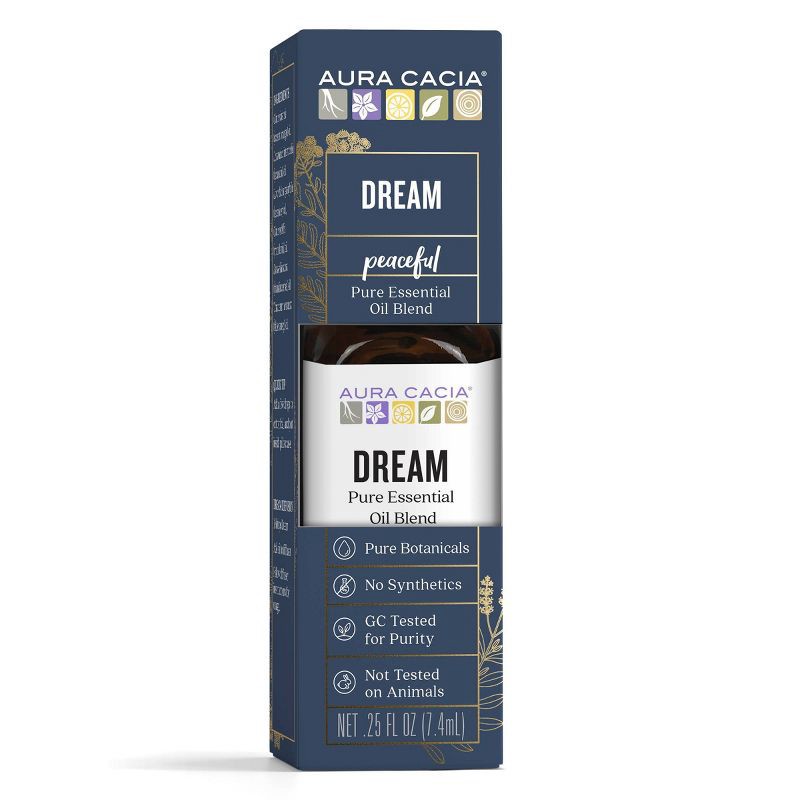 slide 1 of 8, Dream Essential Oil Blend - Aura Cacia: Soothing Aromatherapy, Sleep & Massage Oil, 0.25 oz, 0.25 oz